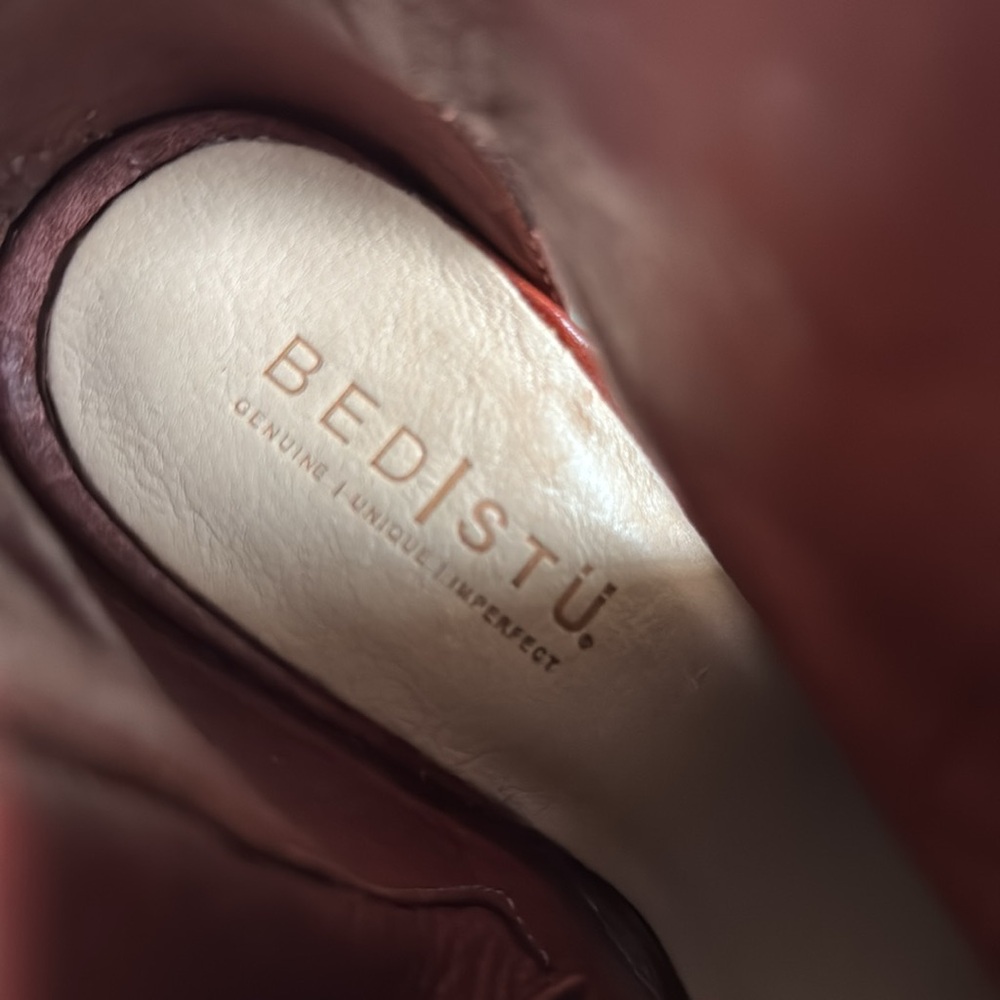 Bed Stu Angelique Leather Back Lace Peep Toe Booties In Cranberry Size 8.5 - Picture 14 of 16